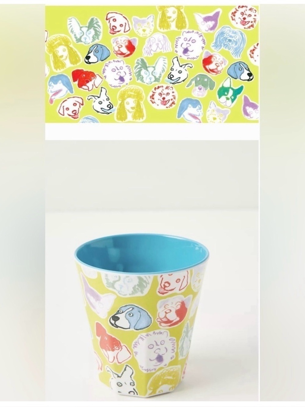 Brand new! Set of four Anthropologie melamine adorable dog themed cups!